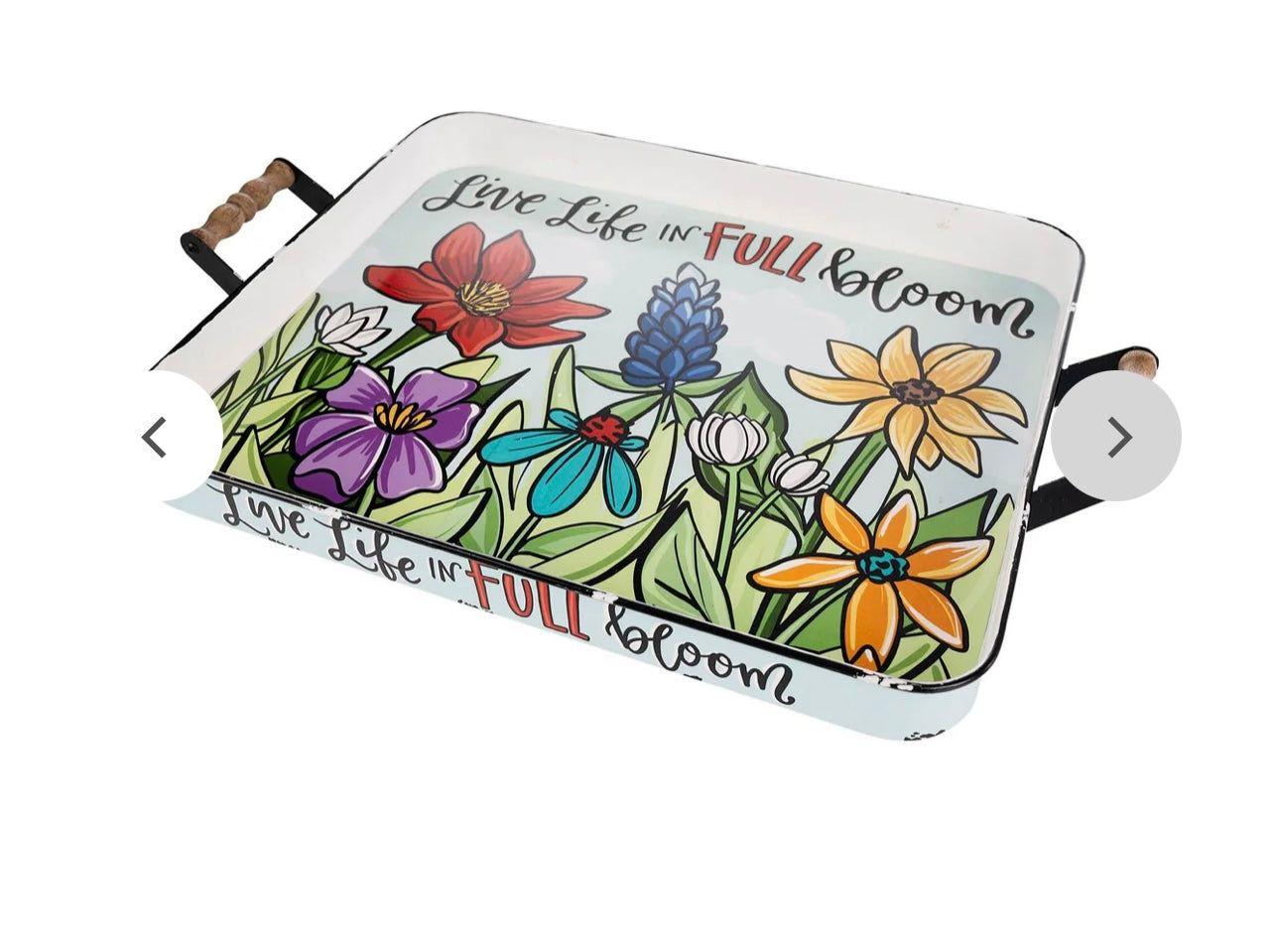 Live Life Full Bloom Enamel Tray