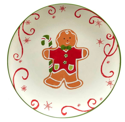 Gingerbread Boy with Candy Cane Salad Plate