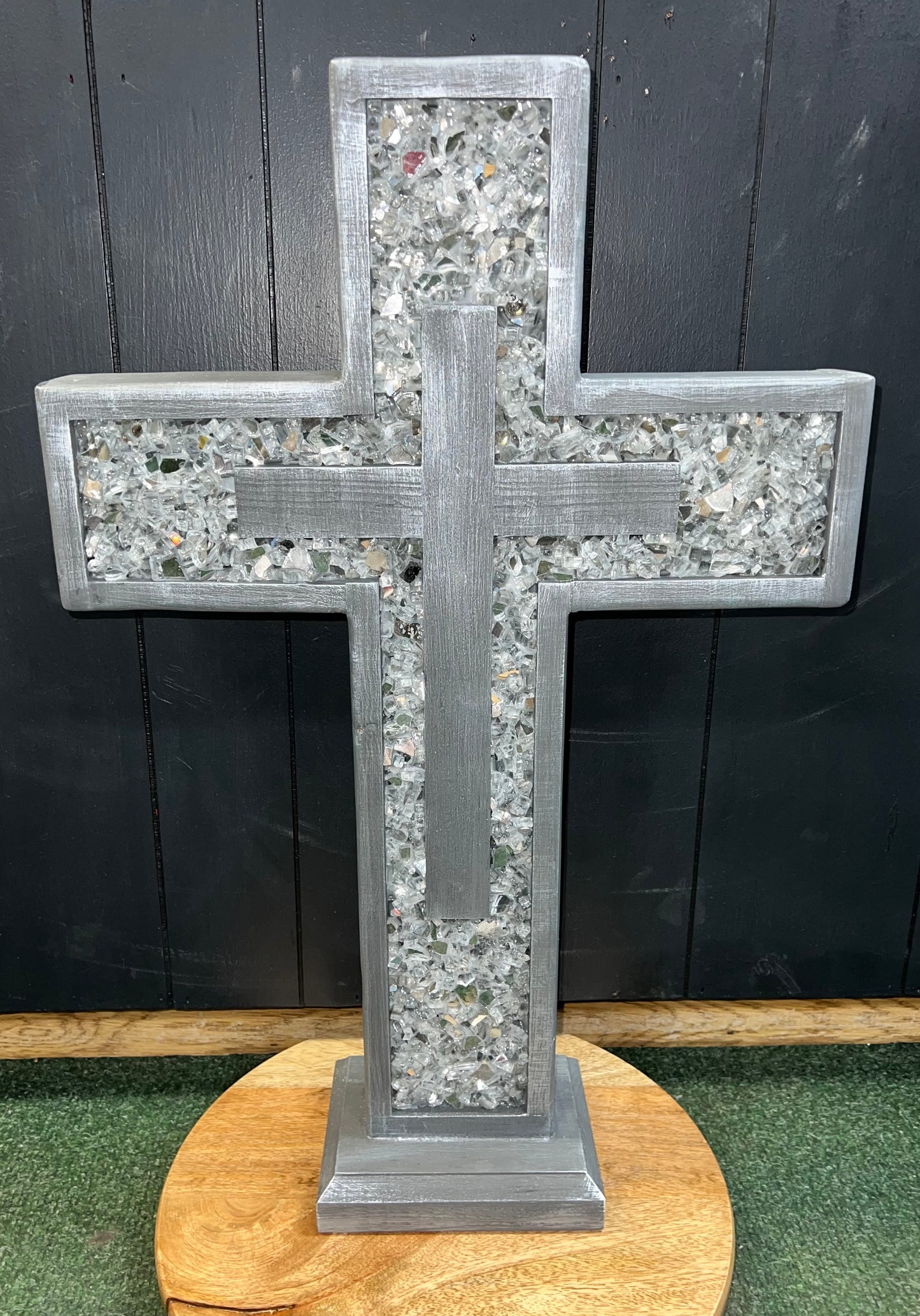 Handmade Wooden Cross- Large (Gray)