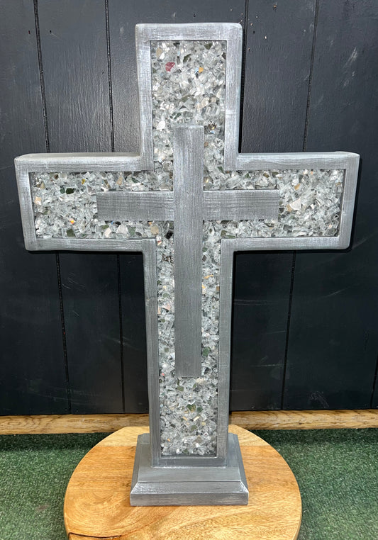 Handmade Wooden Cross- Large (Gray)