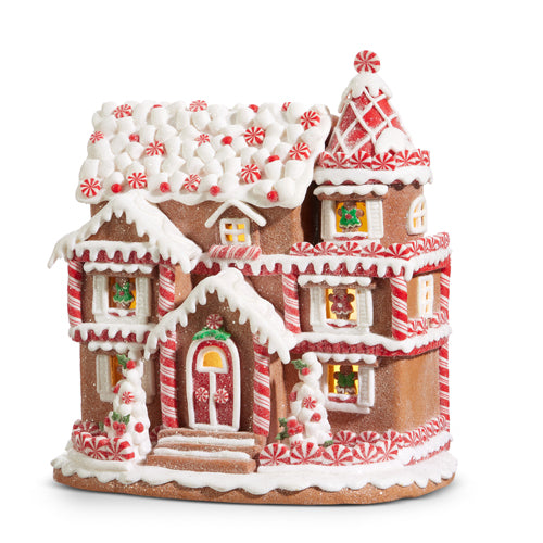 Lighted Peppermint Gingerbread House