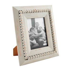 Large Gray Bead Wood Frame