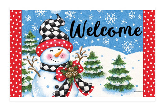 Custom Decor Checkered Snowman Rug