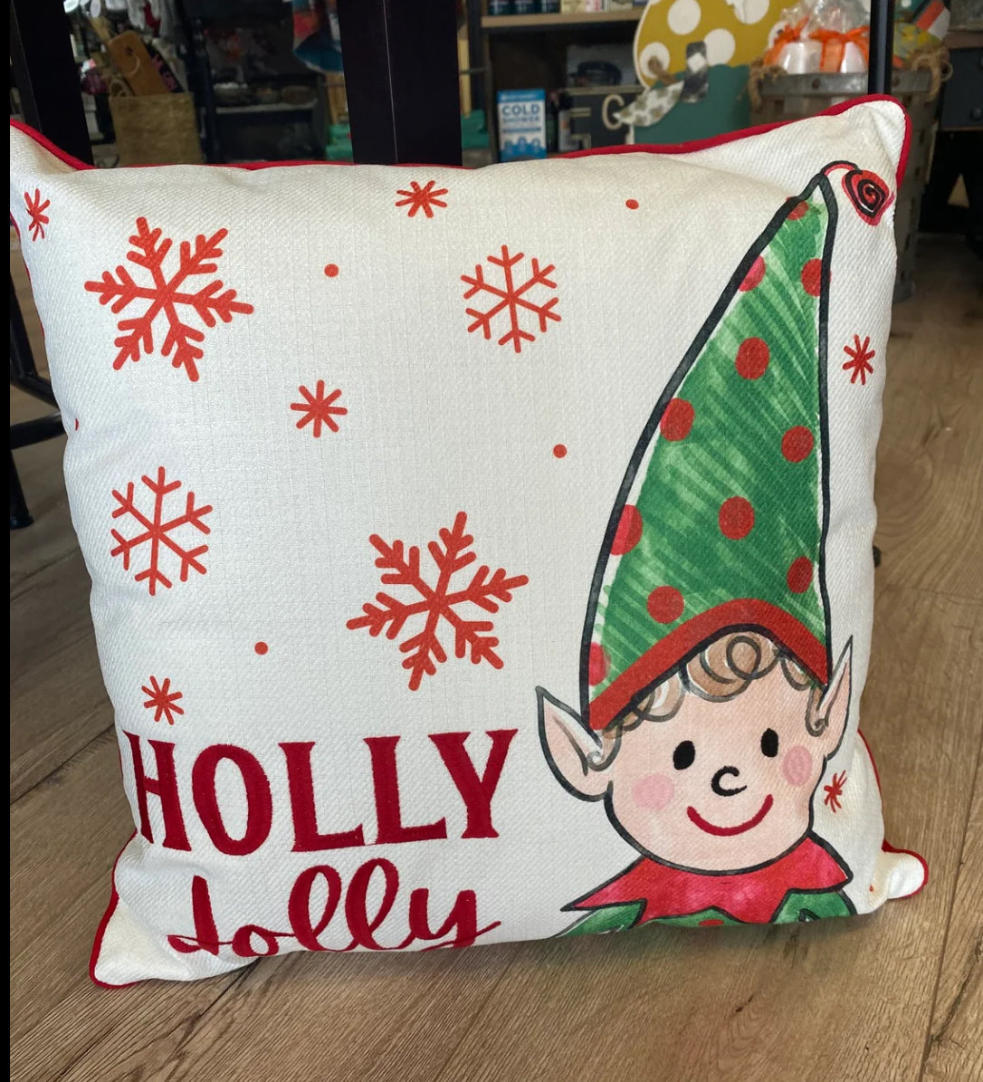 Holly Jolly Elf Pillow