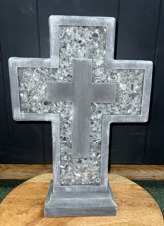 Handmade Wooden Cross- Small  (Gray)