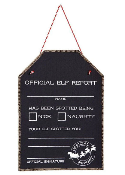 Elf Report Chalkboard Sign