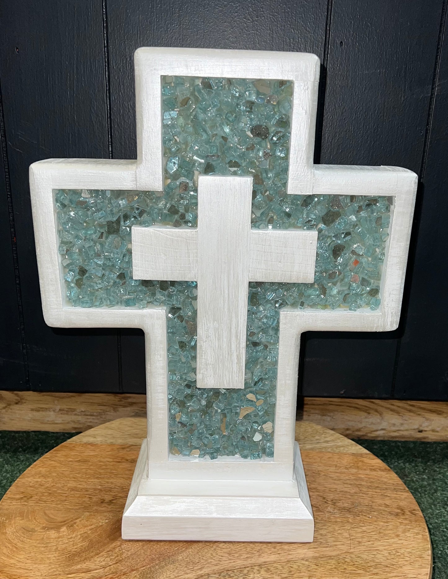 Handmade Wooden Cross- Small  (Green)