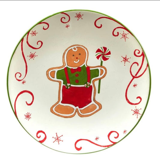 Gingerbread Boy with Peppermint Stick Salad Plate