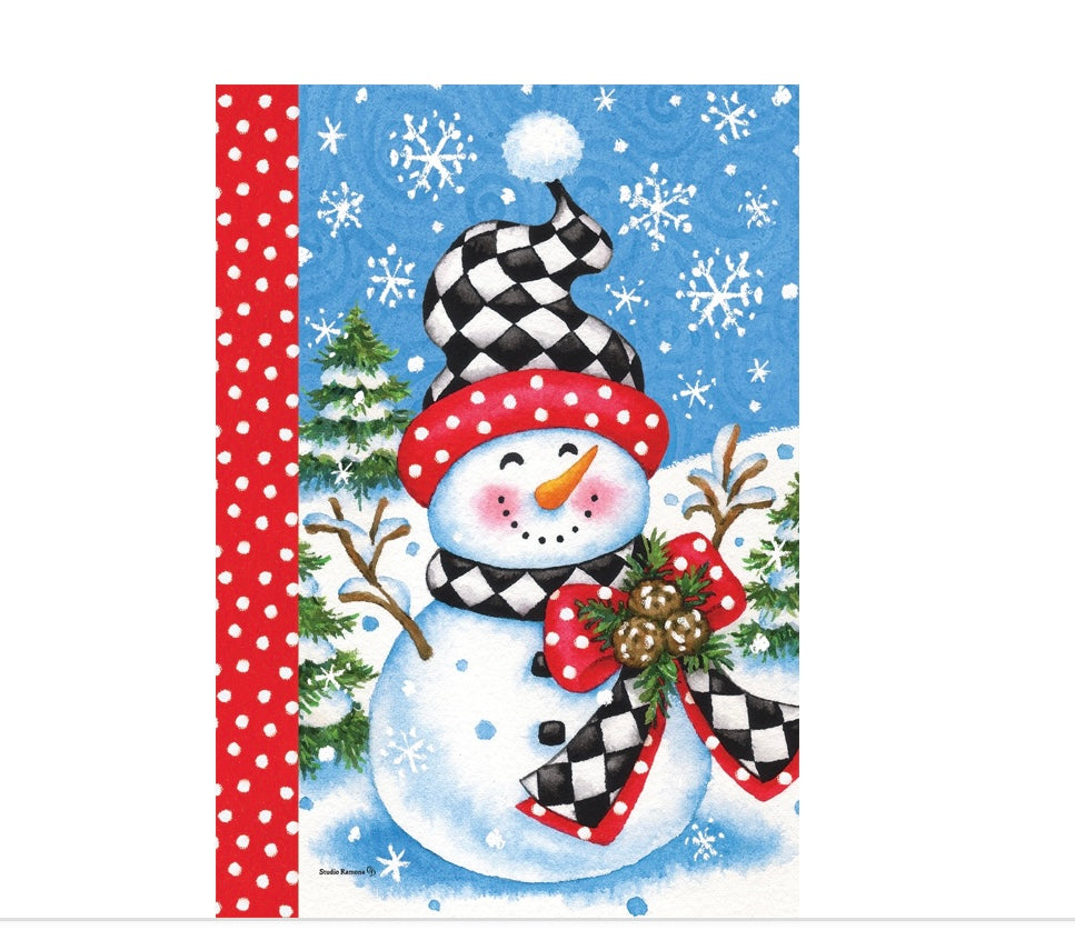 Custom Decor Checkered Snowman Large Flag