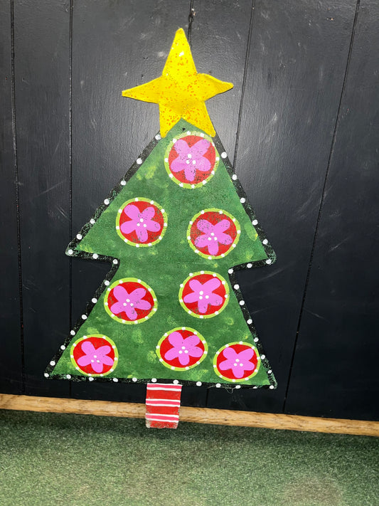 Flower Christmas Tree Door Screen