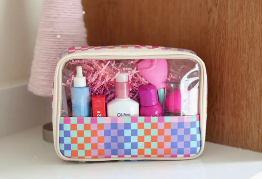 Jadelynn Brooke - Happy Checkered Cosmetic Bag