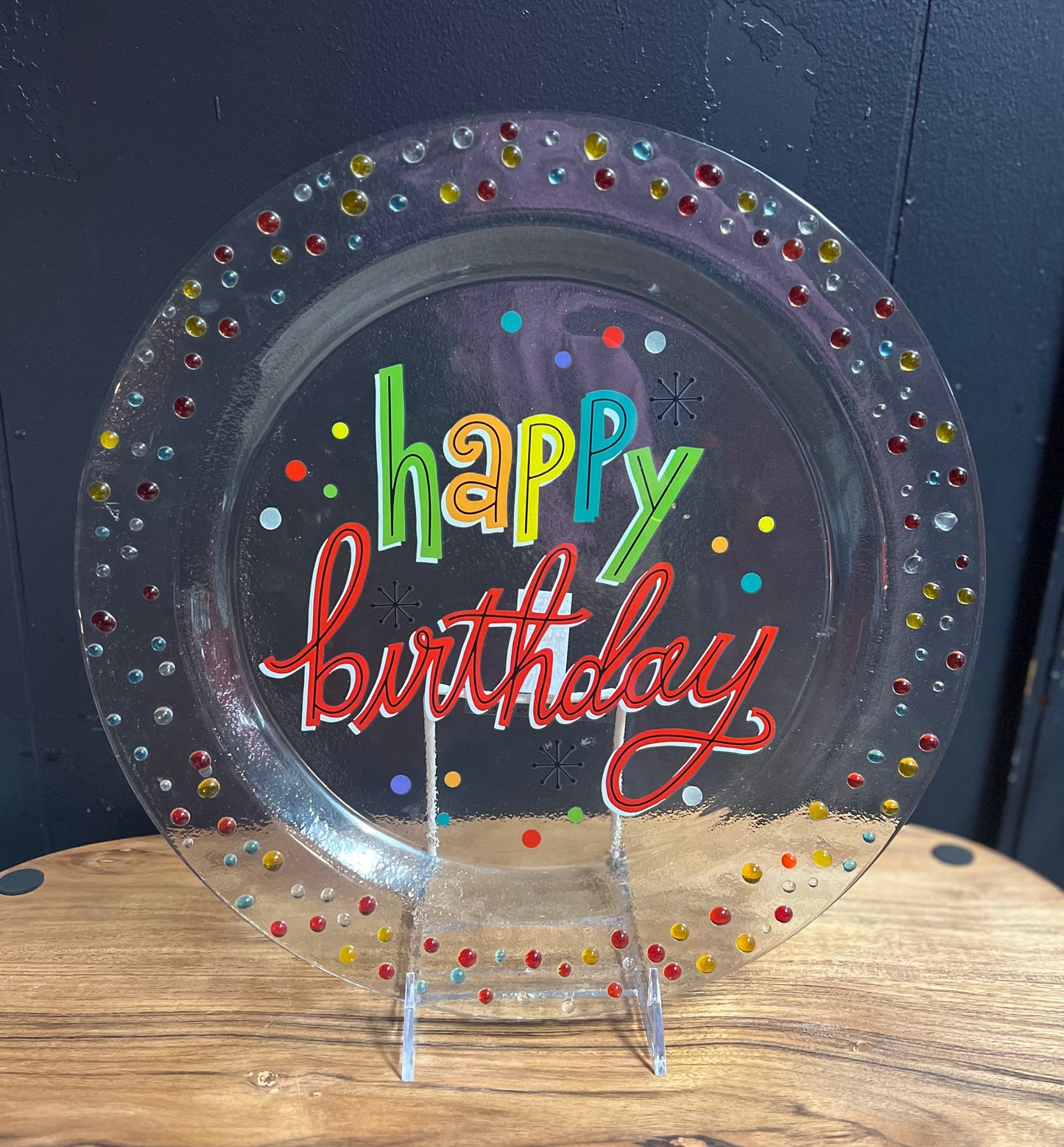 Happy Birthday Round Glass Plate