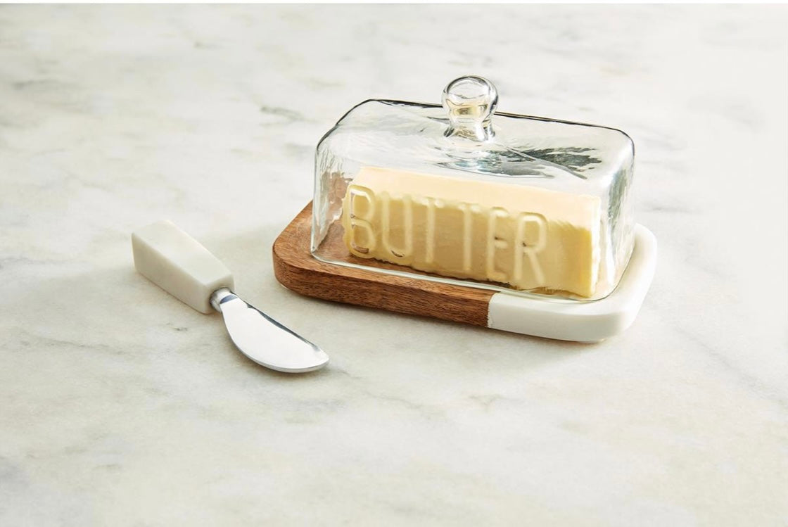 Wood Marble Butter Dish