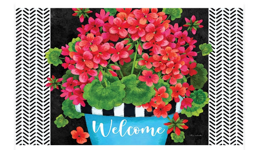 Custom Decor Blue Pot Geranium Mat