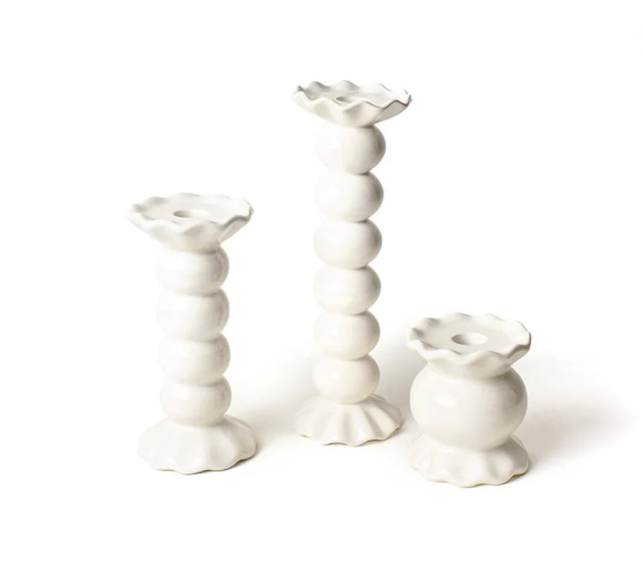 Cotton Colors Ruffle Knobbed Candle Holder- Set of 3