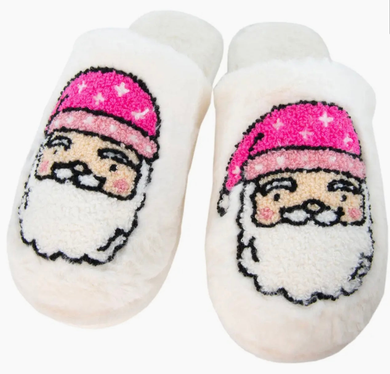 Pink Santa Face Slippers M/L