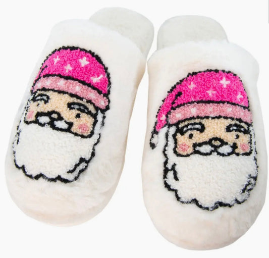 Pink Santa Face Slippers M/L