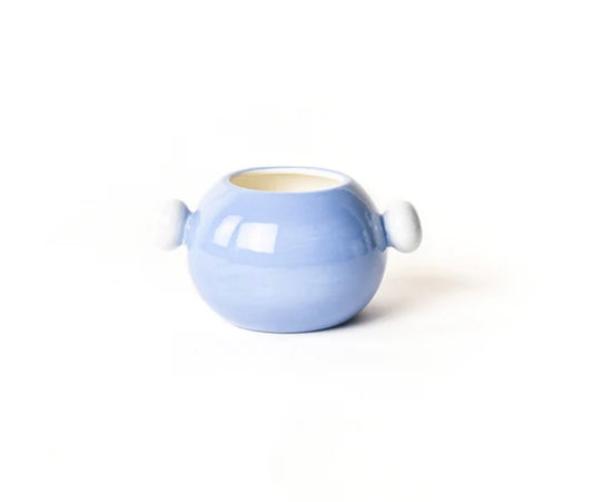 Cotton Colors Iris Blue Large Round Vase with Decorative Knobs