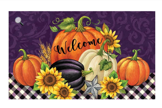 Custom Decor Pumpkins on Purple Mat