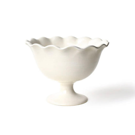 Cotton Colors Signature White Ruffle 9 Footed Trifle Bowl