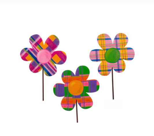 Round Top Madras Flowers Small (Set of 3)
