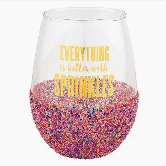 Better With Sprinkles Wine Glass