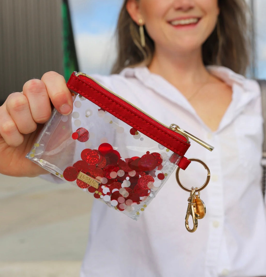 Rally Red Confetti Keychains Wallet