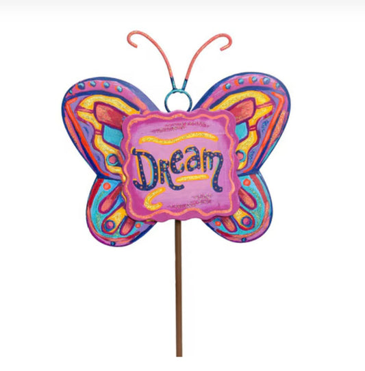 Round Top Affirmation Butterfly Charm Stake