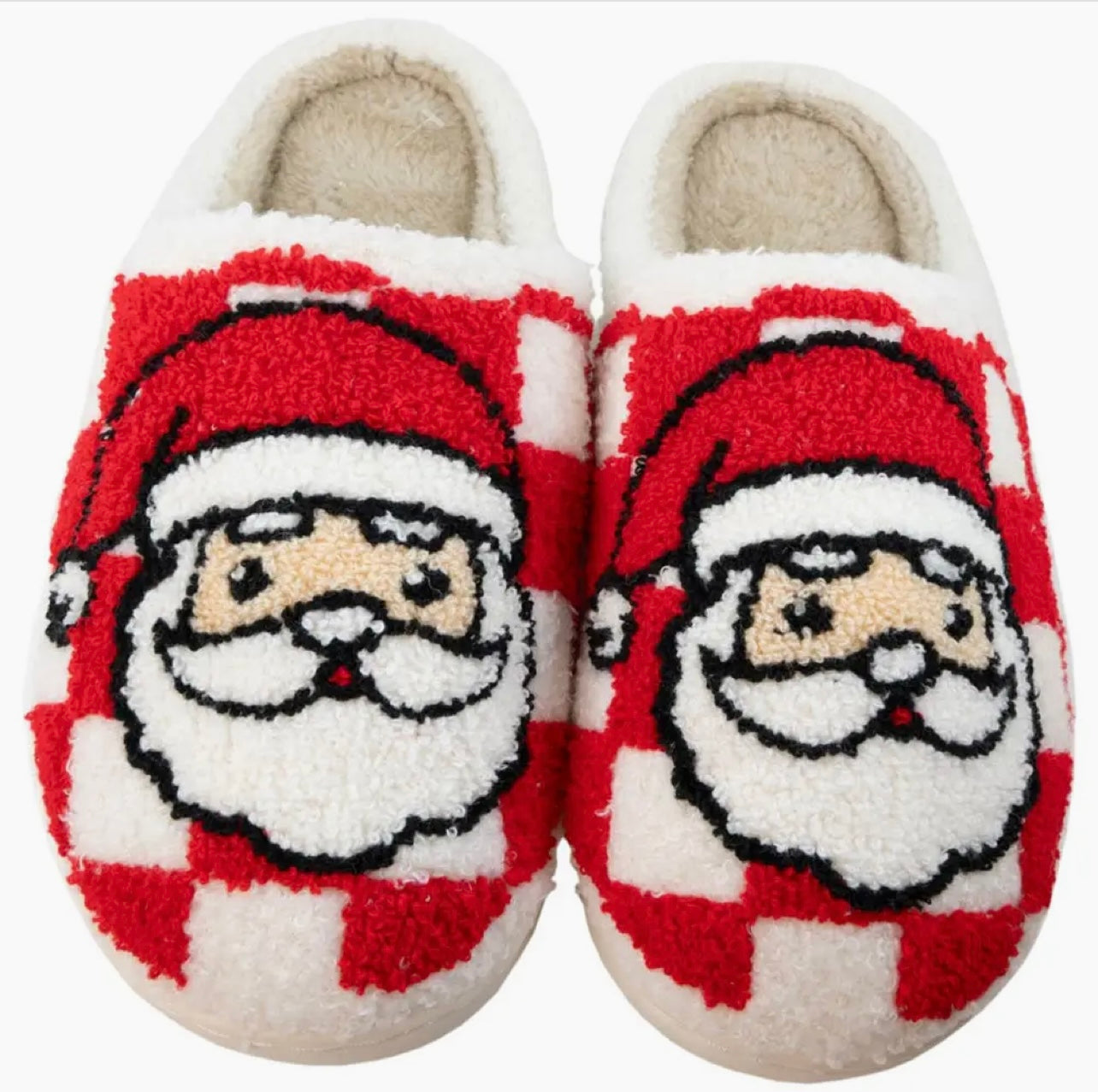 Santa Red Checkered Slippers M/L