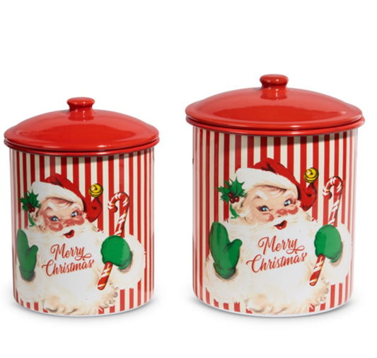 Retro Santa Cookie Jar Canister- Set