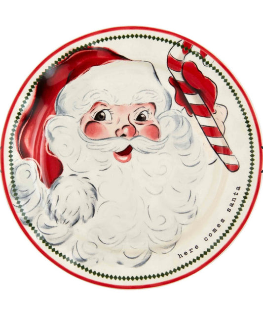 Candy Cane Vintage Santa Salad Plate