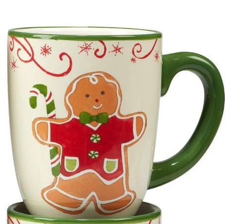 Gingerbread Boy with Candy Cane Mug