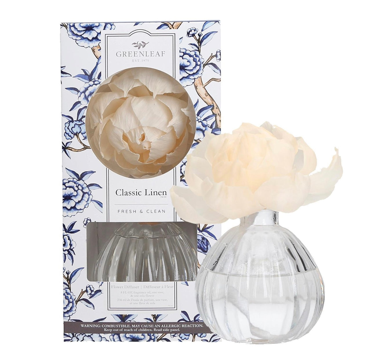 Green Leaf Classic Linen Flower Diffuser