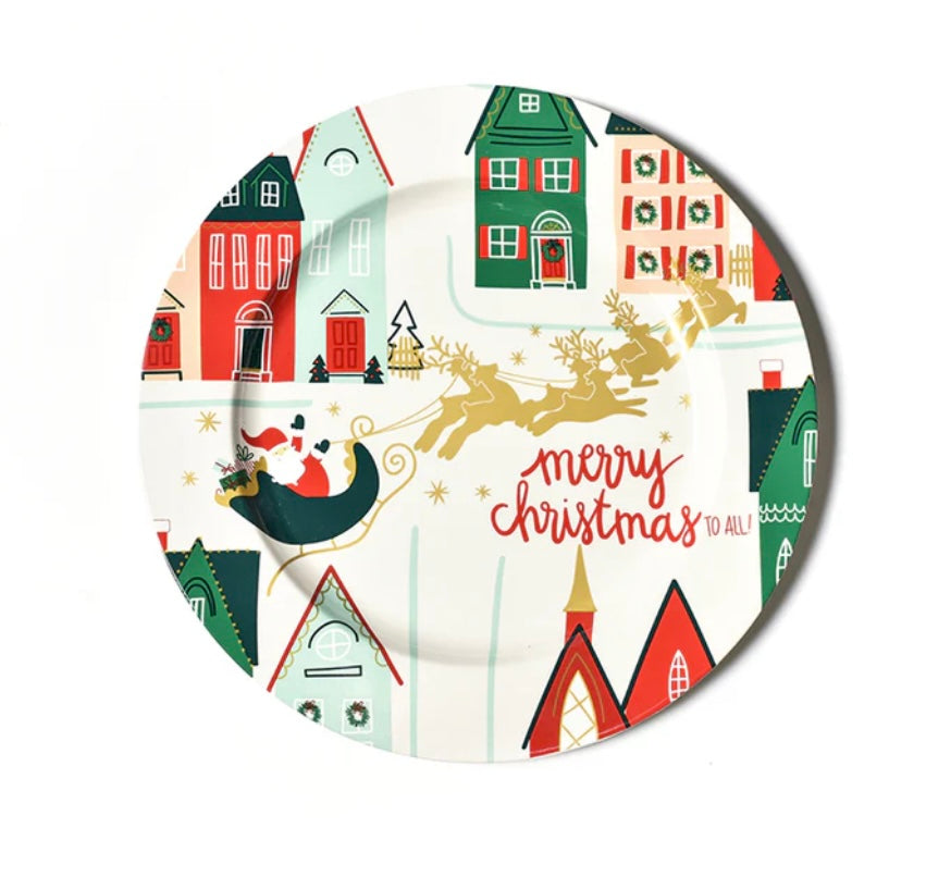 Cotton Colors Flying Santa Platter