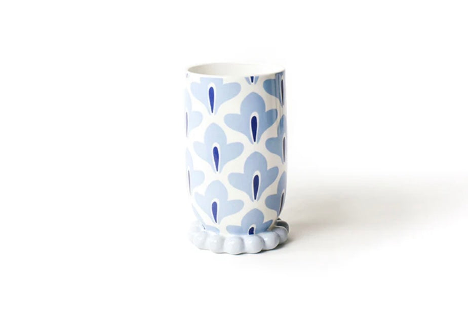 Cotton Colors Iris Blue Medium Cylinder Vase with Knobbed Foot