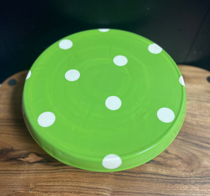 Green & White Polka Dot Cake Plate