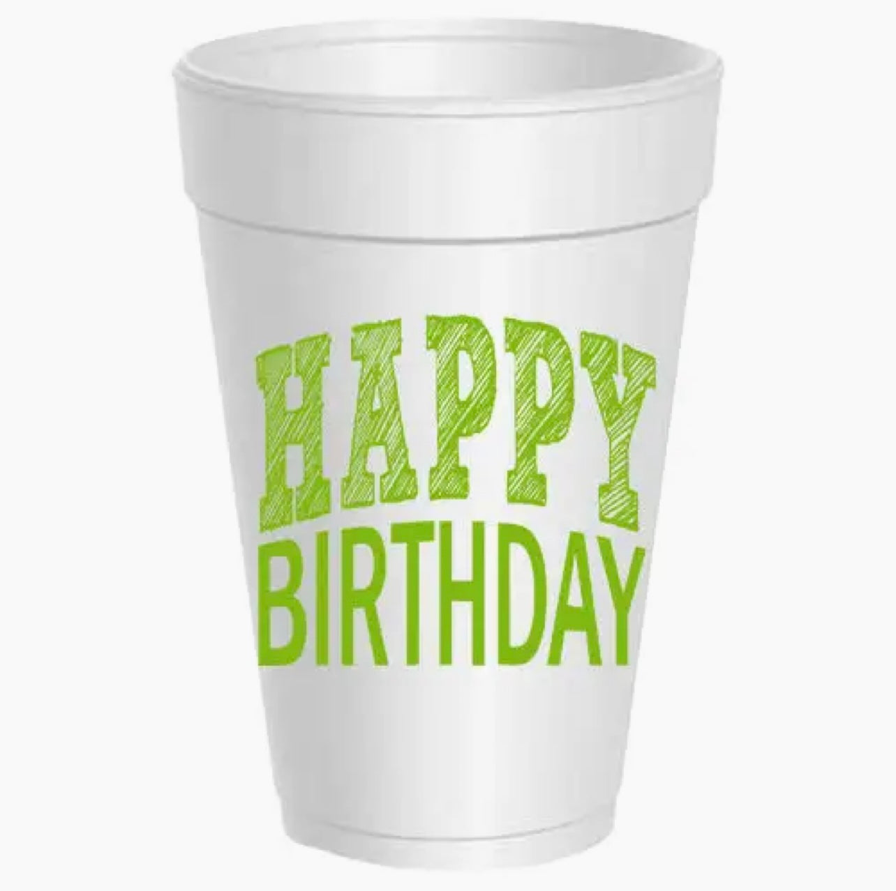 Happy Birthday Sketch Styrofoam Cups- 10 Pack