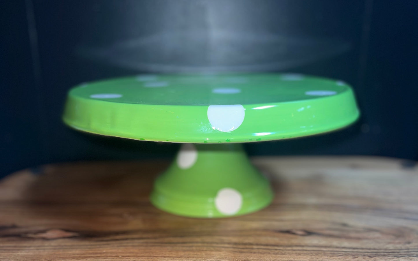 Green & White Polka Dot Cake Plate