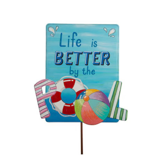 Round Top “Life is Better” Pool Sign