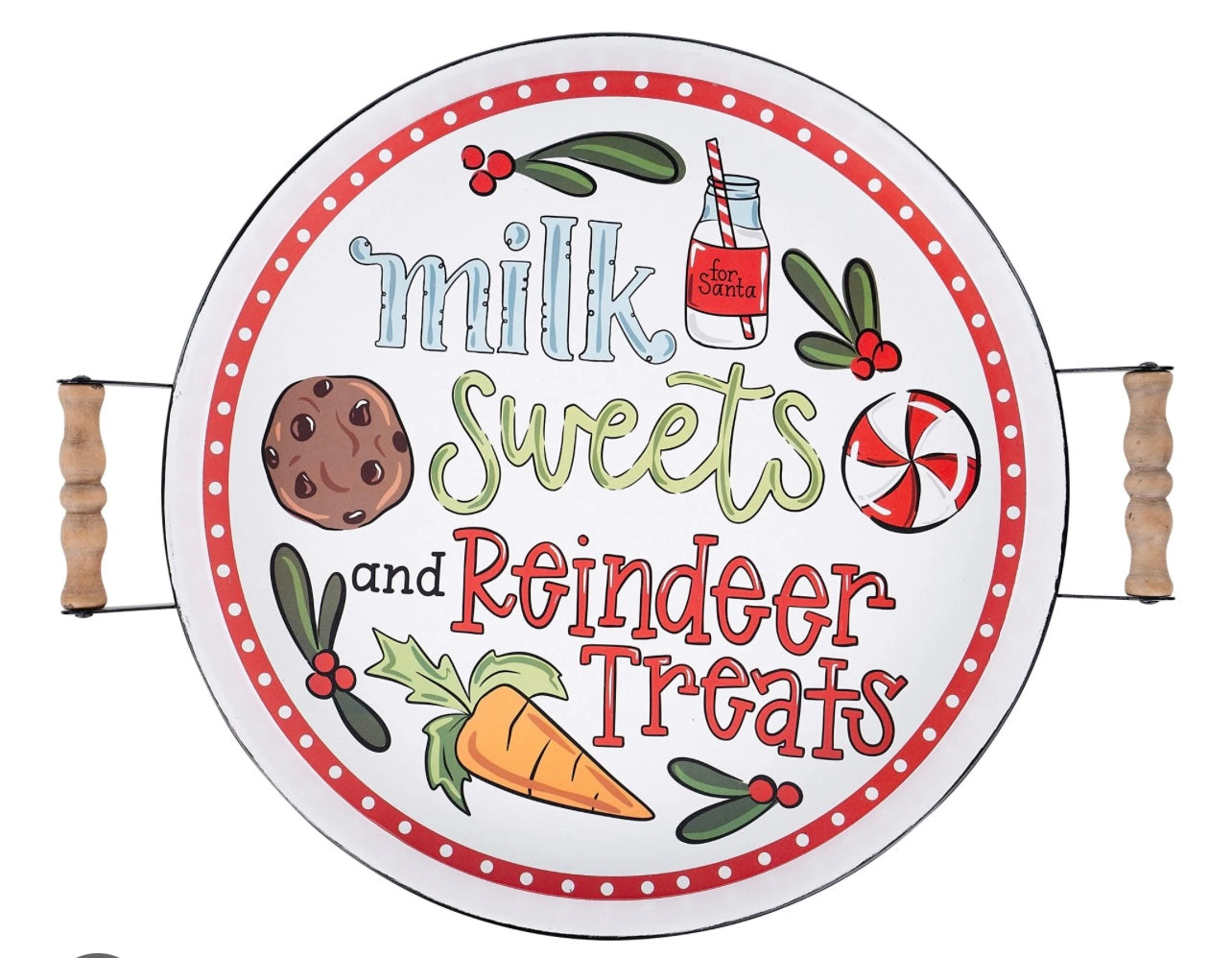 Milk Sweets & Reindeer Treats Enamel Tray