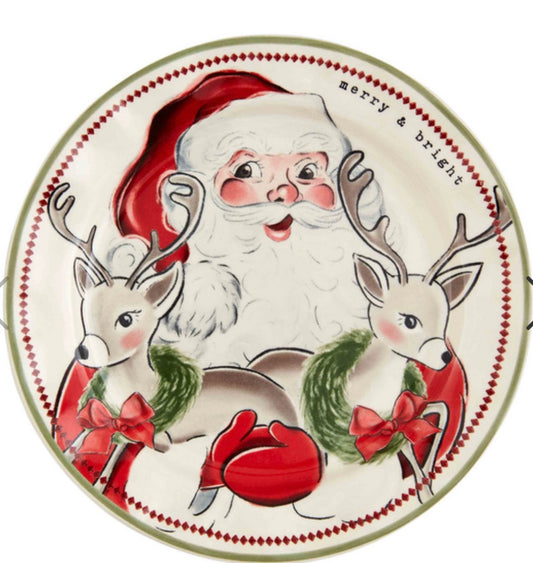 Reindeer Vintage Santa Salad Plate