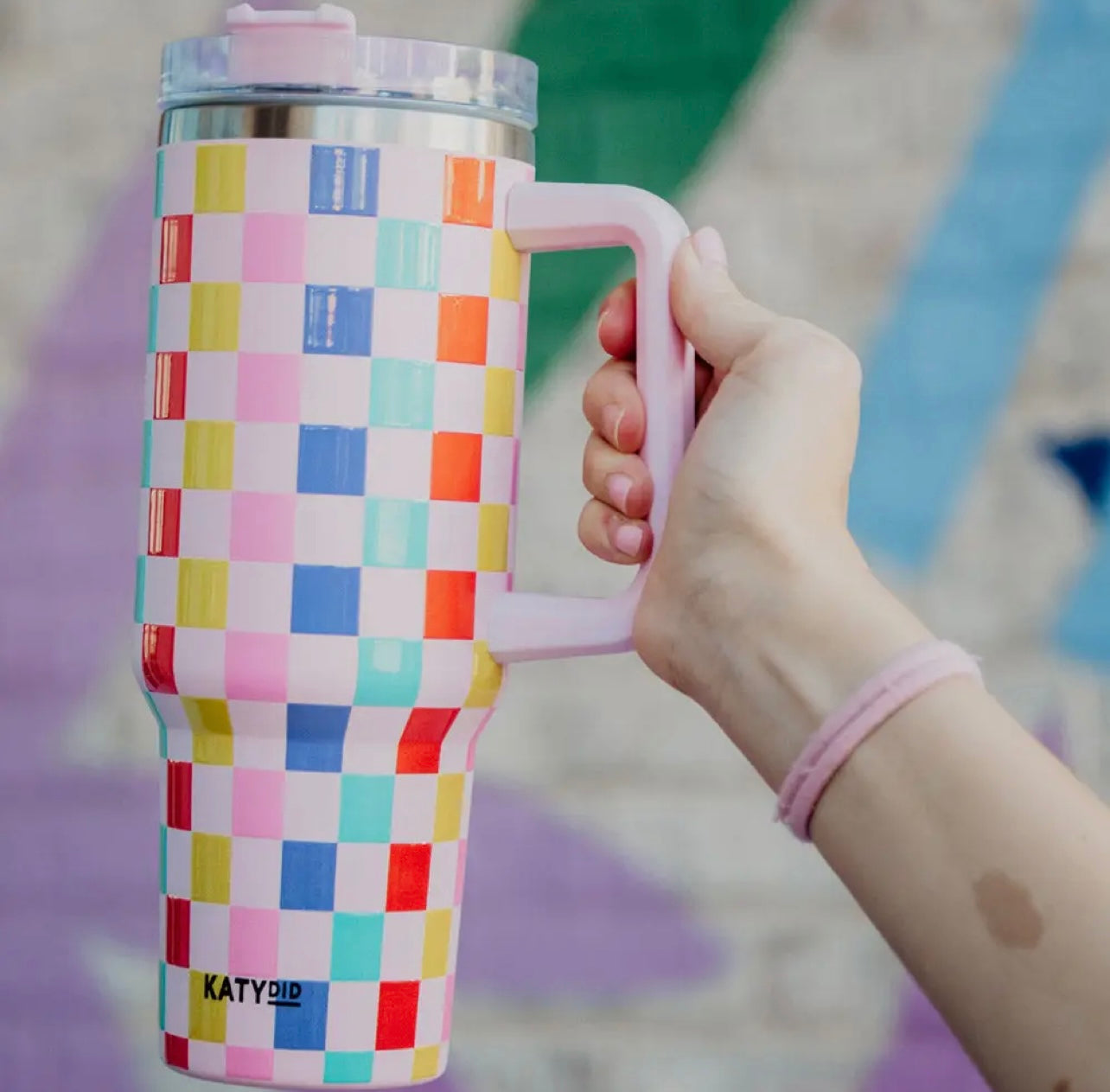 Multicolored Checkered Insulated Tumbler