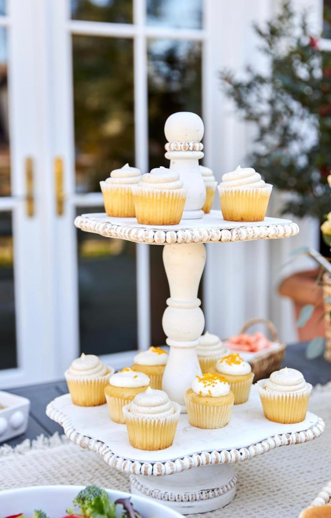 White Beaded Tiered Server