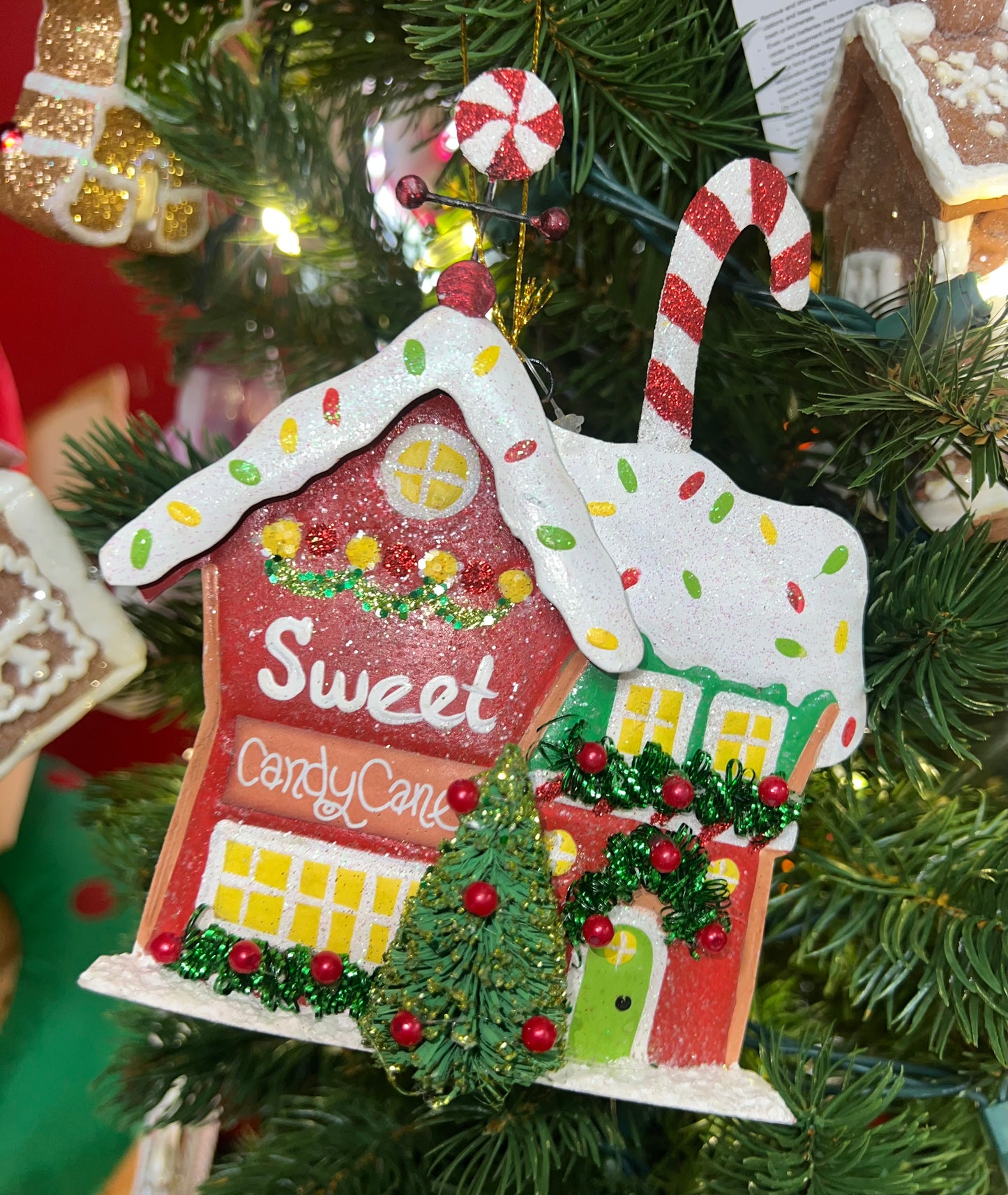 Sweet Candy Cane House Ornament