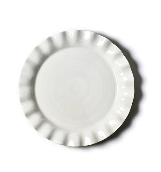 Cotton Colors White Ruffle Round Platter