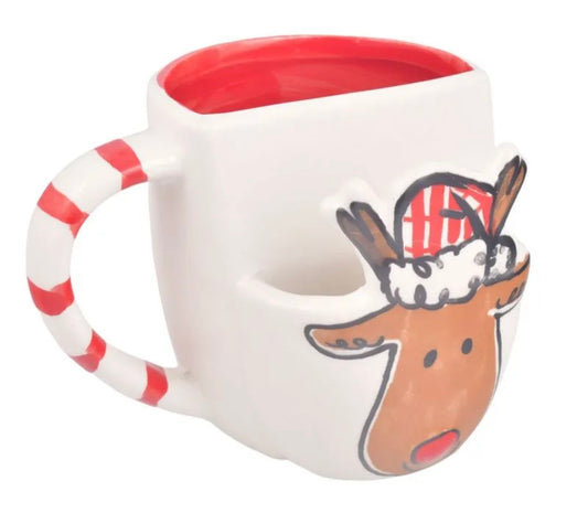 Reindeer Mug with Cookie Slot