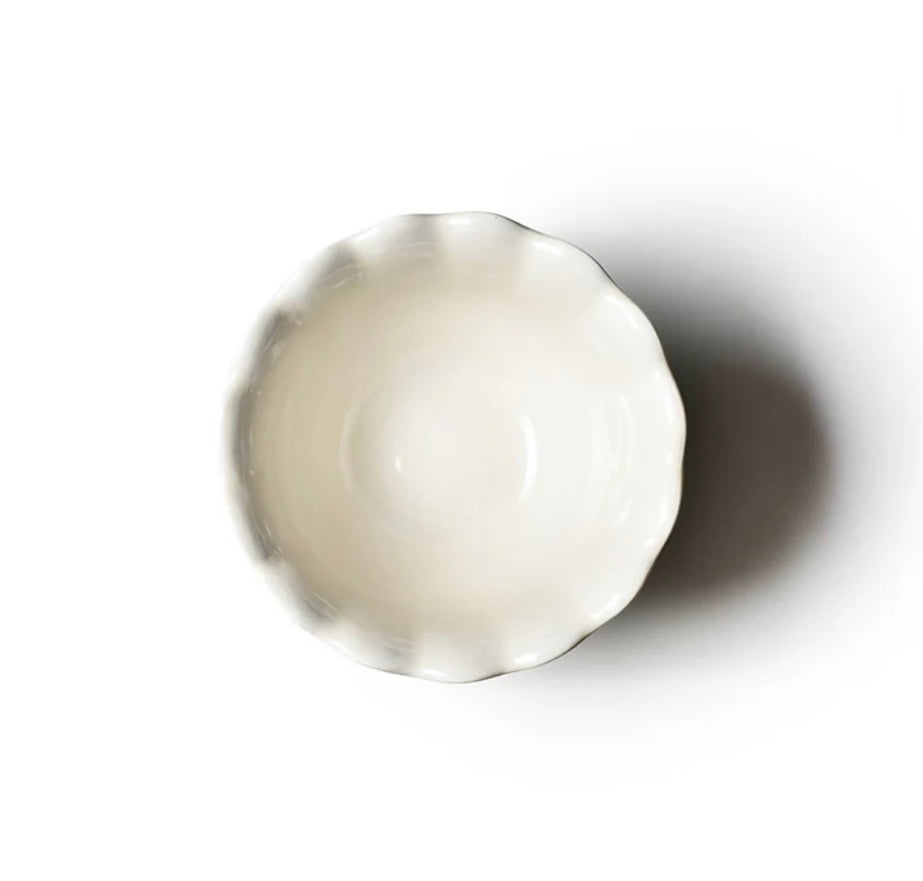 Cotton Colors Signature White Ruffle 9 Footed Trifle Bowl