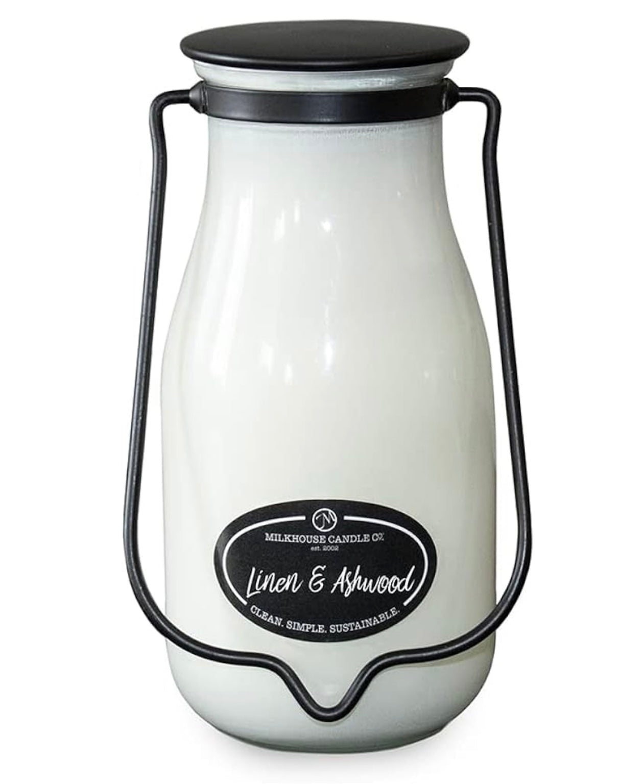 14 oz Milkbottle Jar: Linen and Ashwood