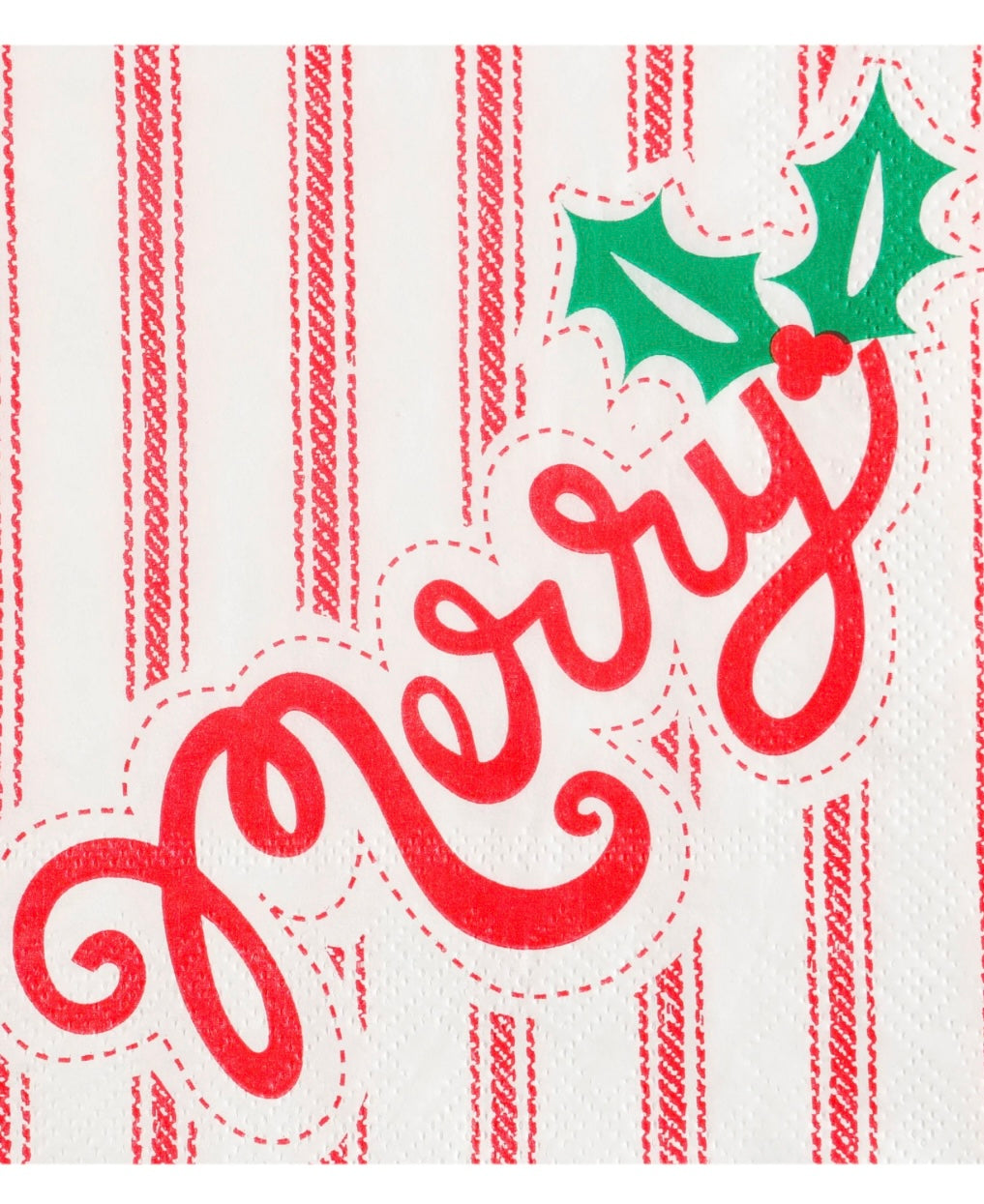 Merry Christmas on Red Ticking Beverage Napkin (20 count)