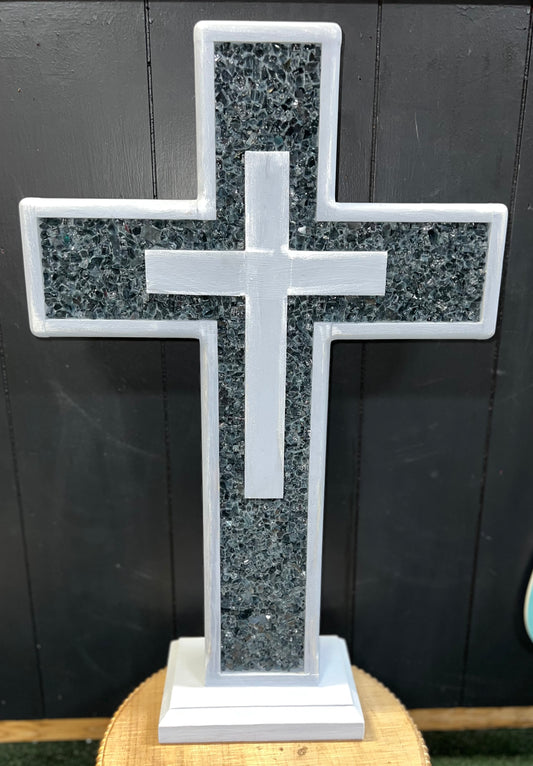 Handmade Wooden Cross- Large (Dark Gray)